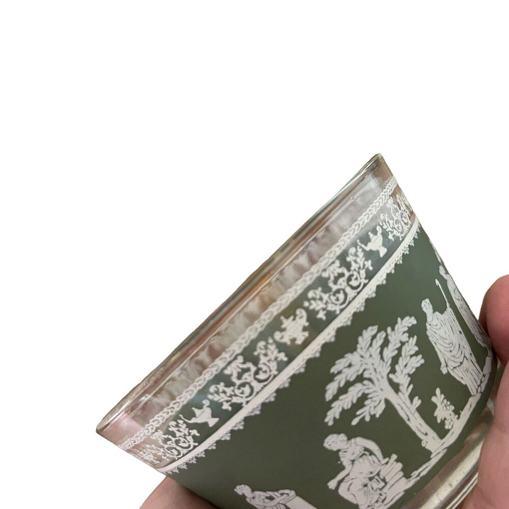 Vintage Jeannette Glass Hellenic Green Sorbet Cup Bowl Greek Roman Wedgewood - Picture 10 of 10